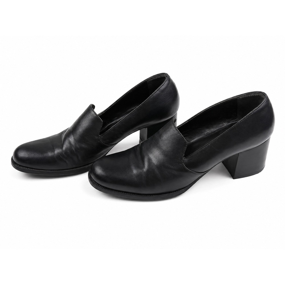 Luca B for Calico Vintage Y2K Black Leather Slip-On Loafers Women's Size 7